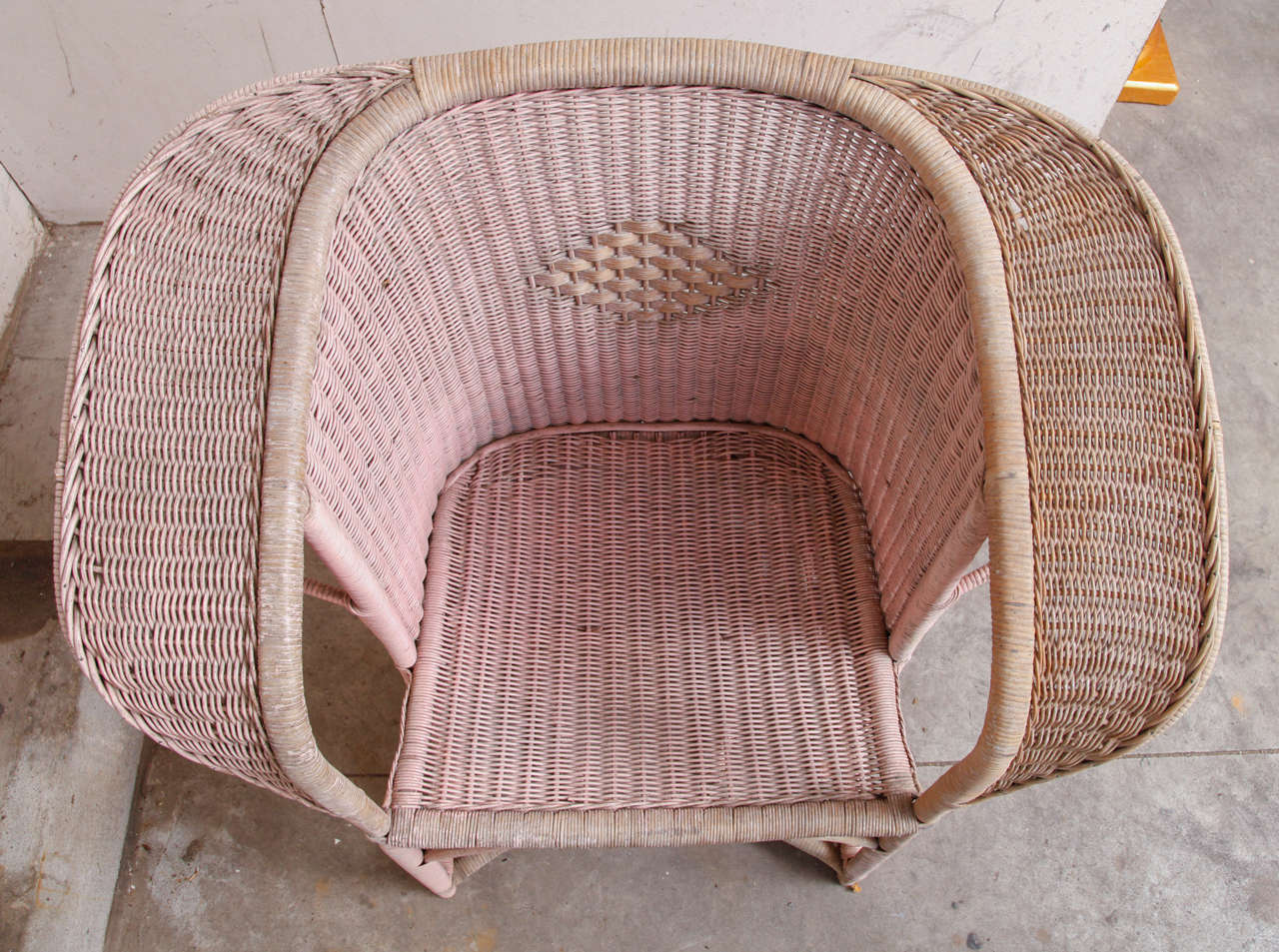 Edwardian Pink Wicker Armchair For Sale 2