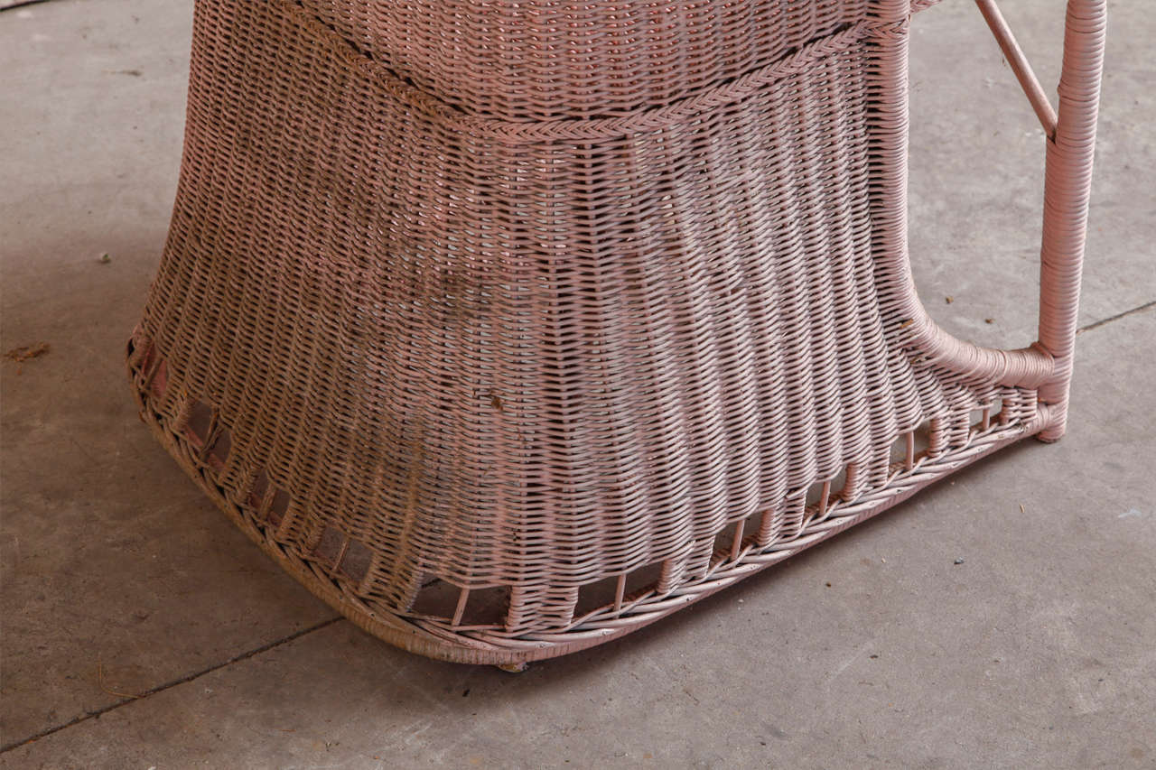 Edwardian Pink Wicker Armchair For Sale 4