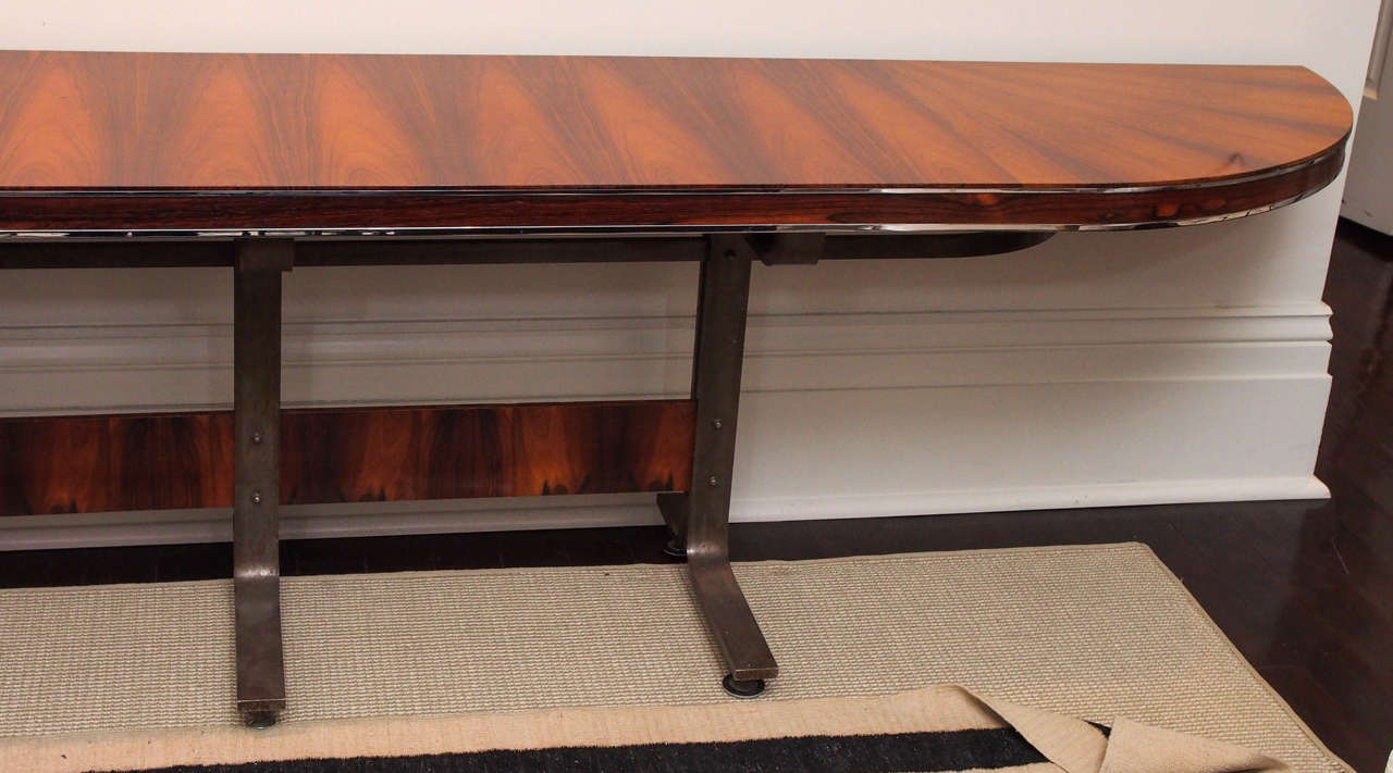 Modern SATURDAY SALE Enormous Console in Rosewood and Steel For Sale