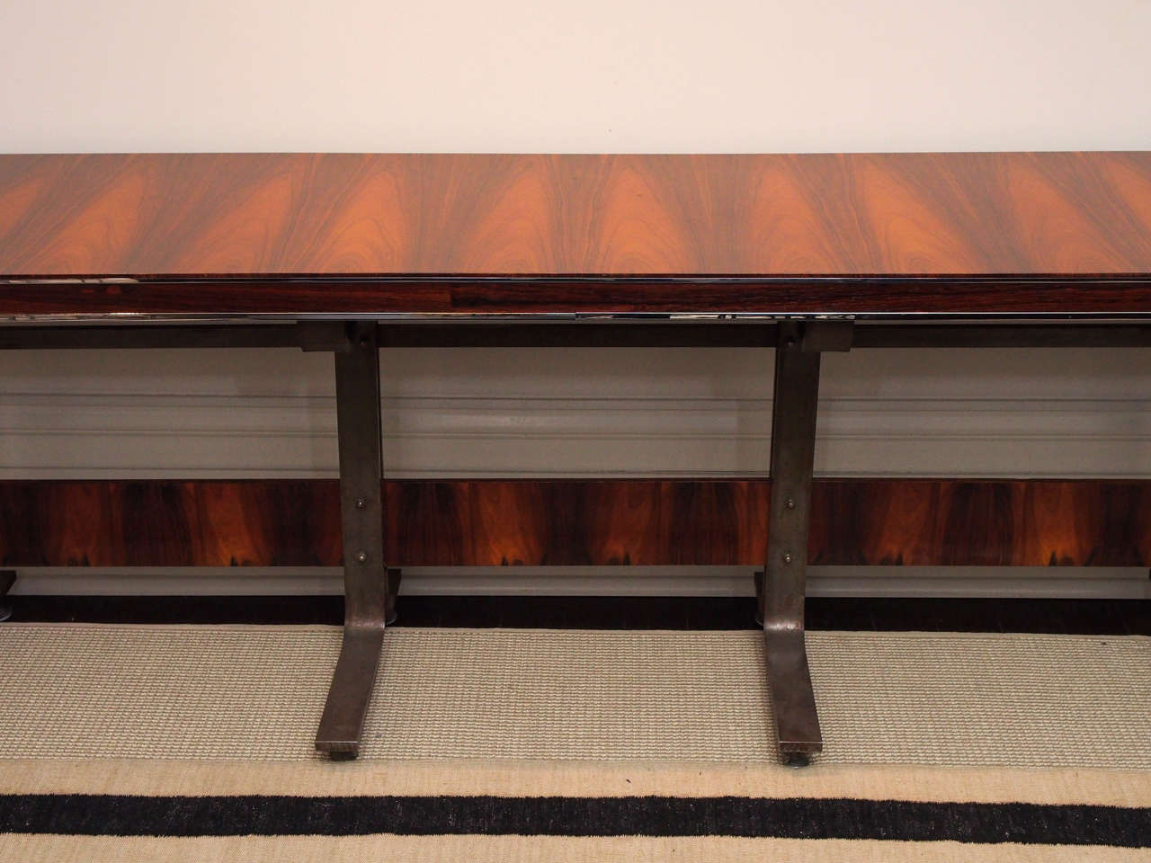 Unknown SATURDAY SALE Enormous Console in Rosewood and Steel For Sale