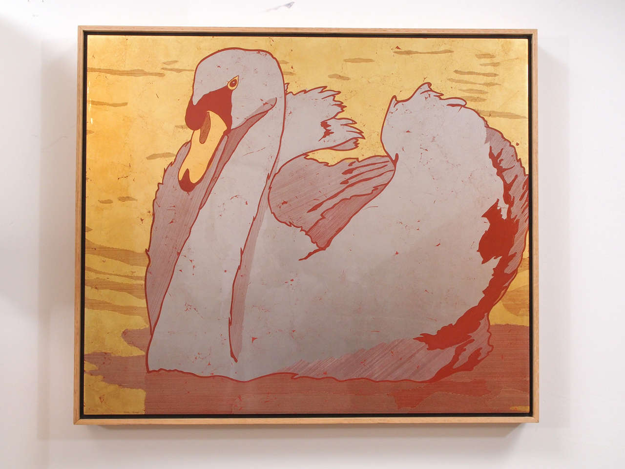An elegant work in gold and silver leaf over clay, attractively framed, by noted New Orleans artist Blake Boyd