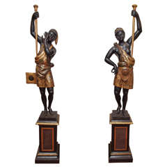 Pair of Venetian Polychromed, Blackamoor Figures 1