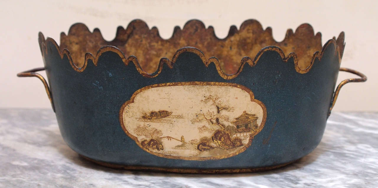 Tin Pair of 19th Century Tole Monteith For Sale