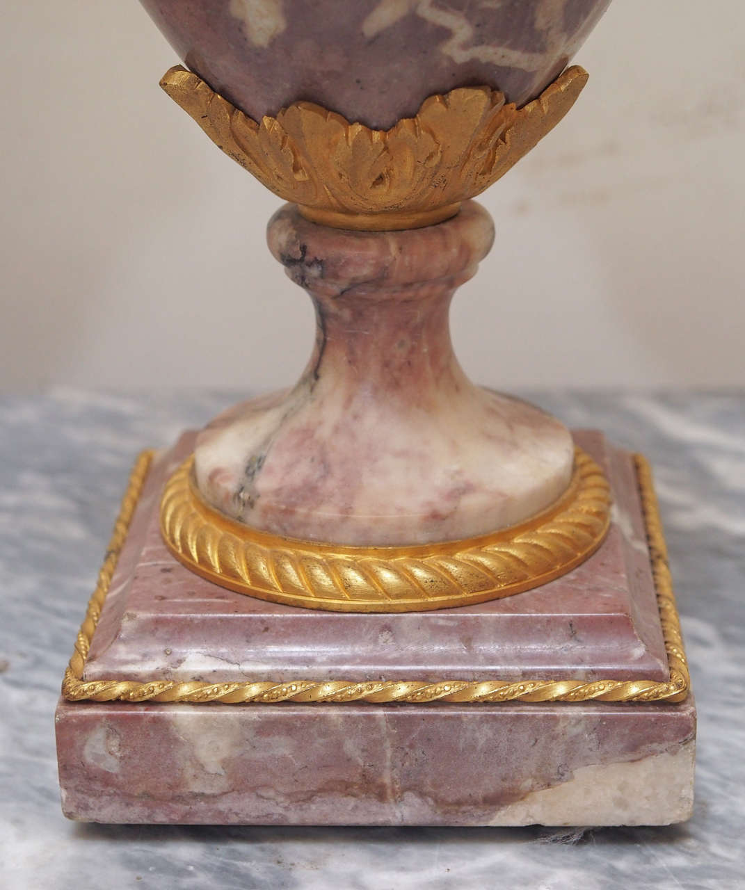 19th Century Gilt Bronze, Mounted Marble Garniture Urns 1