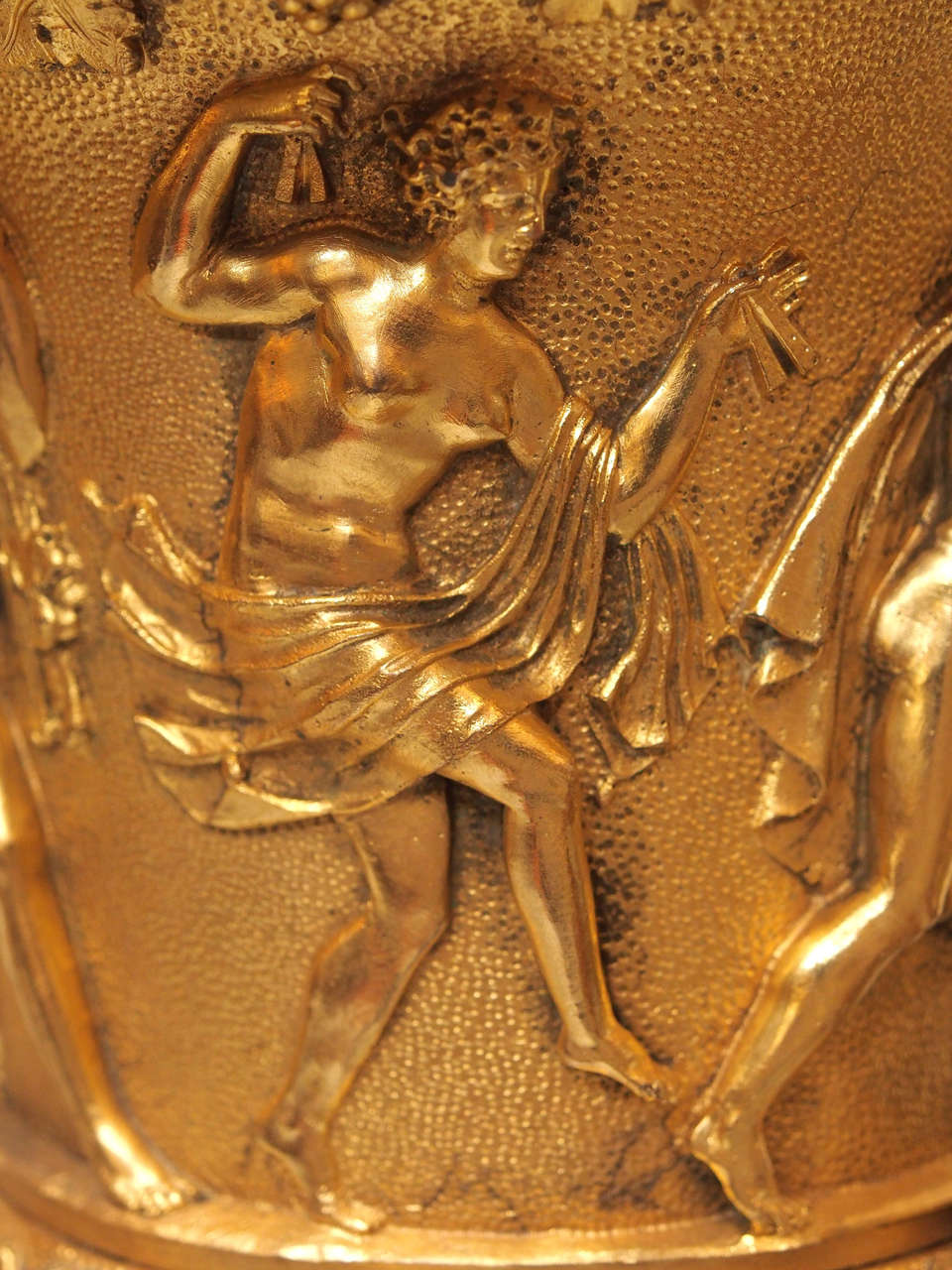 Pair of 19th Century Grand Tour, Gilt Bronze Borghese Urns 1