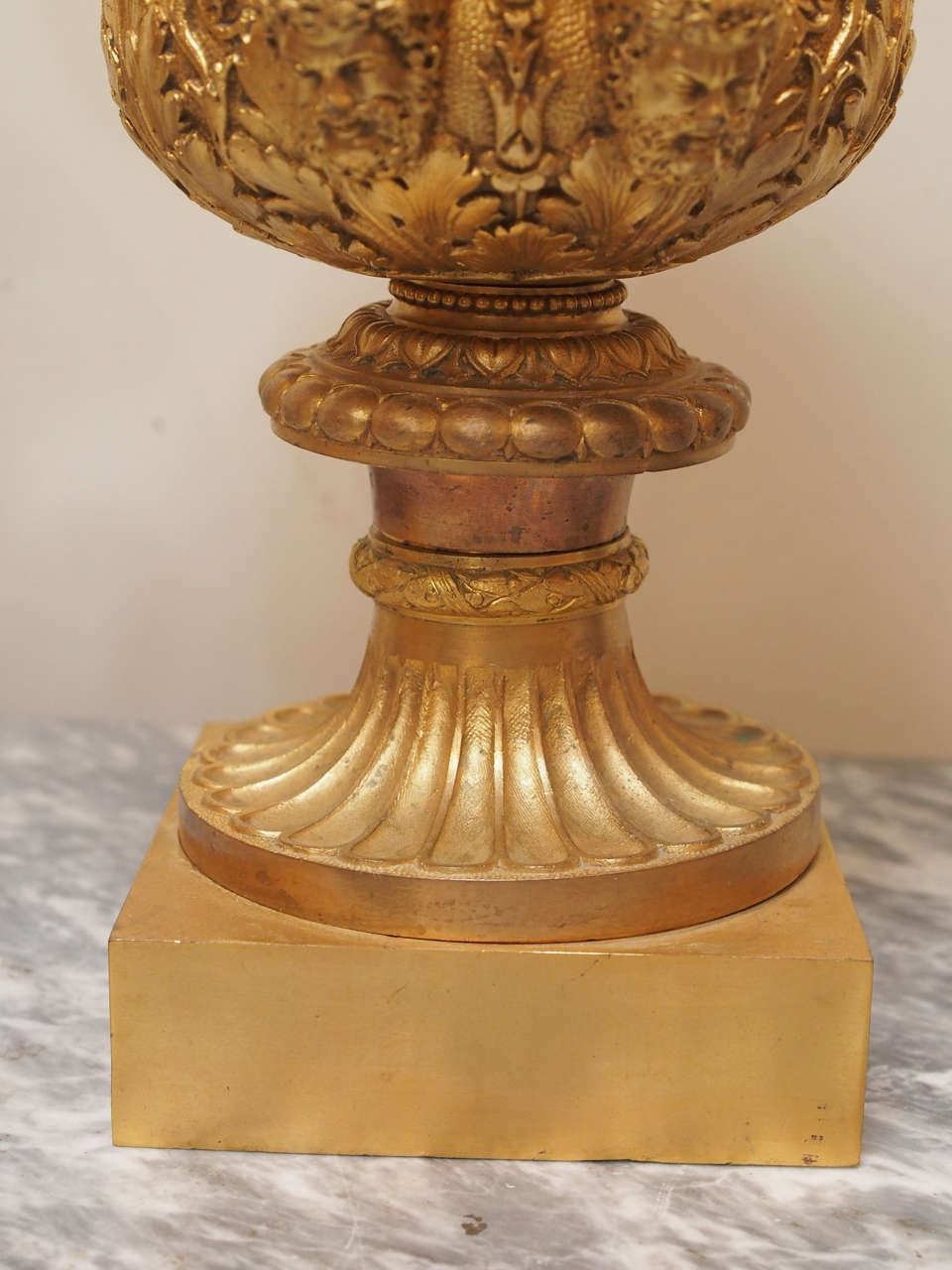 Pair of 19th Century Grand Tour, Gilt Bronze Borghese Urns 3