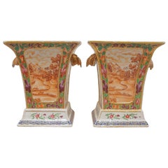 Pair of 19th Century, Chinese Export Bough Pots