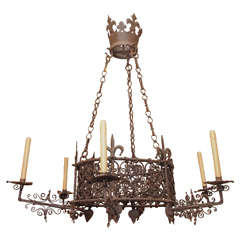 French Iron Chandelier with Fleur De Lis motif hand wrought