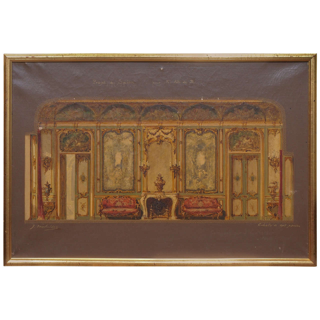 19th Century "Interior" on Canvas For Sale