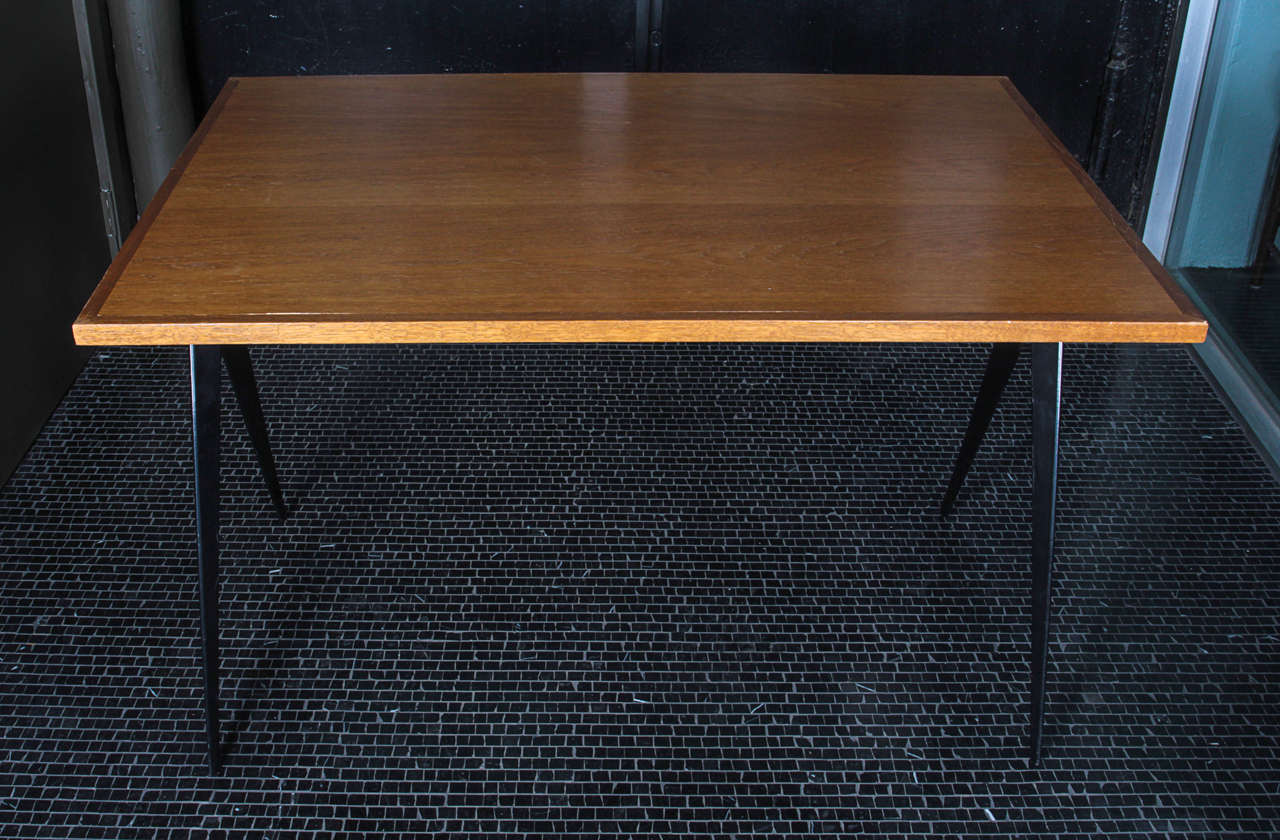 Jean Prouve Desk in Oak and Black-Painted Iron Frame 1