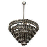 Six-tier Chrome and Chrystal Chandelier, French 1960s