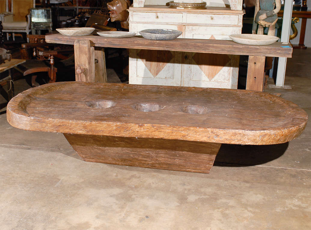 Wood Early 20th Century Naga Grain Grinding Table from North East India