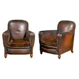 Pair Of Leather Club Chairs