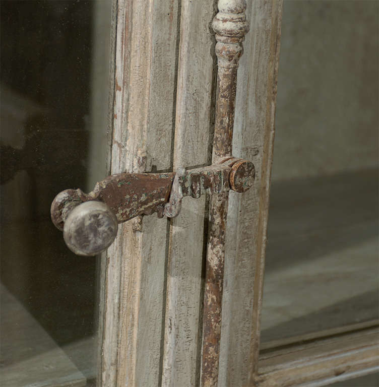 A Painted Wooden Bookcase with Glass Doors In Good Condition In Atlanta, GA