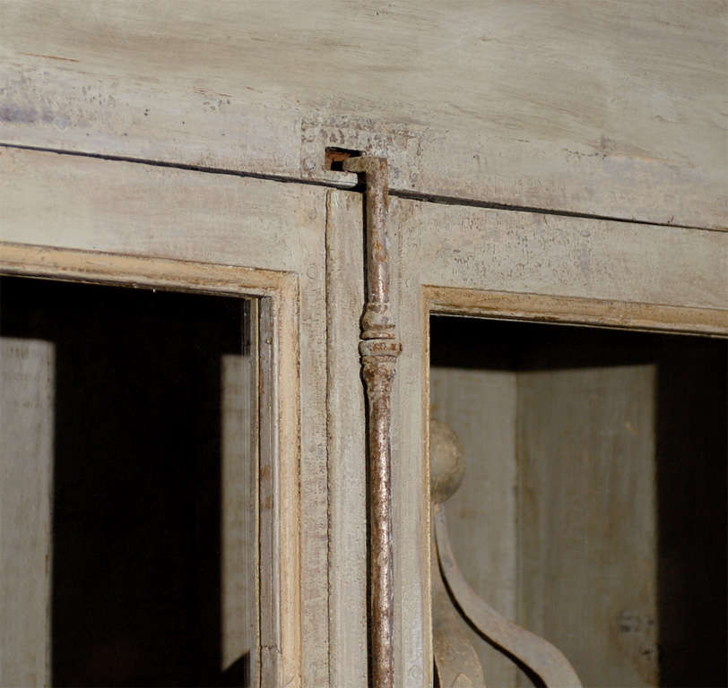 20th Century A Painted Wooden Bookcase with Glass Doors