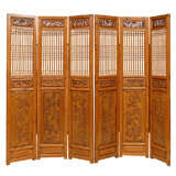 6 Panel Qing Dynasty Folding Screen