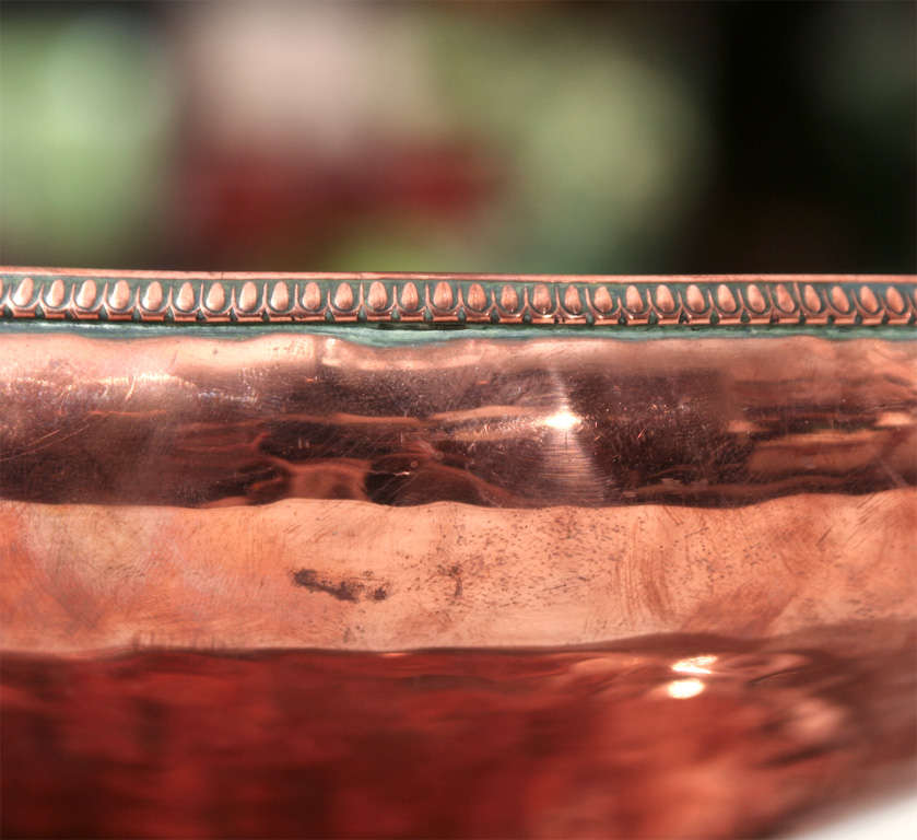 English Large Hammered Copper Center Bowl