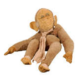 Vintage Whimsical 1930's Stuffed Monkey with zipper In Back