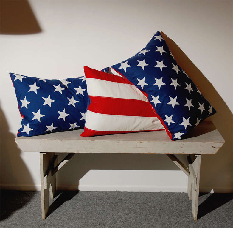 VINTAGE FLAG MATERIAL STARS & STRIPES PILLOWS