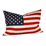 Large Vintage 48 Star/Wool Flag Pillow with Down Fill