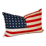 Vintage 48 Star Wool Flag Pillow with Linen Back