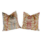 Pair of Early 20th Century Cut Velvet Pillows with Velvet Backings