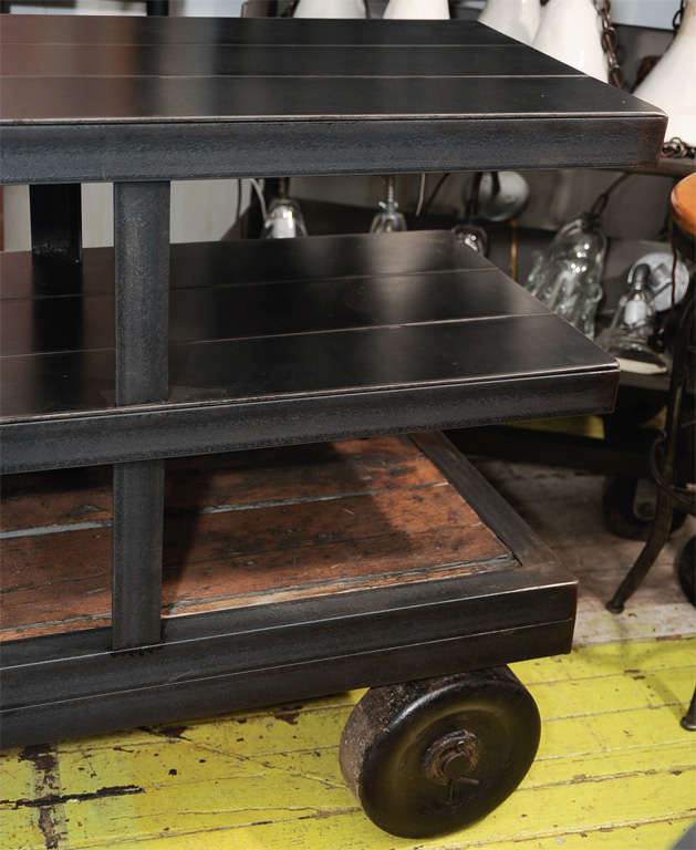 American Industrial Metal Credenza on Factory Wheels