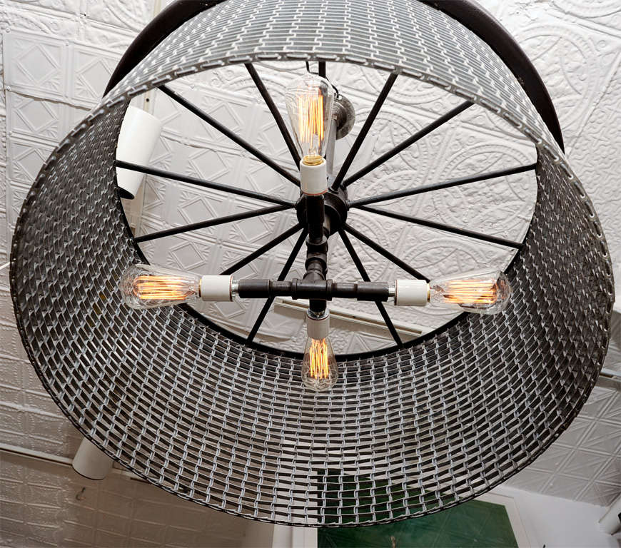 Large Industrial Conveyor Belt Chandelier For Sale 1