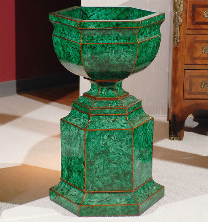 Faux Bois Faux Malachite Urns