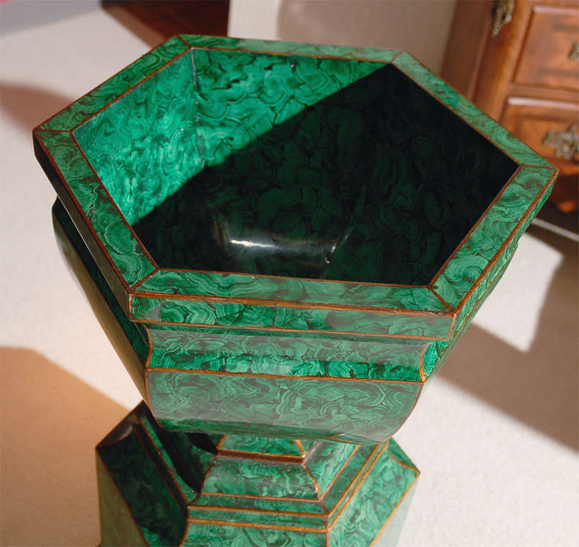 Faux Malachite Urns 1