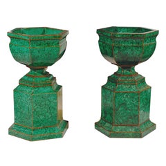 Faux Malachite Urns