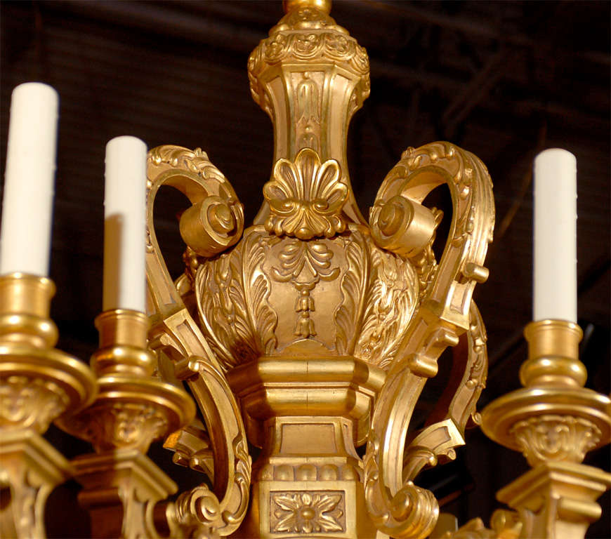 French Antique Chandelier. Giltwood chandelier For Sale
