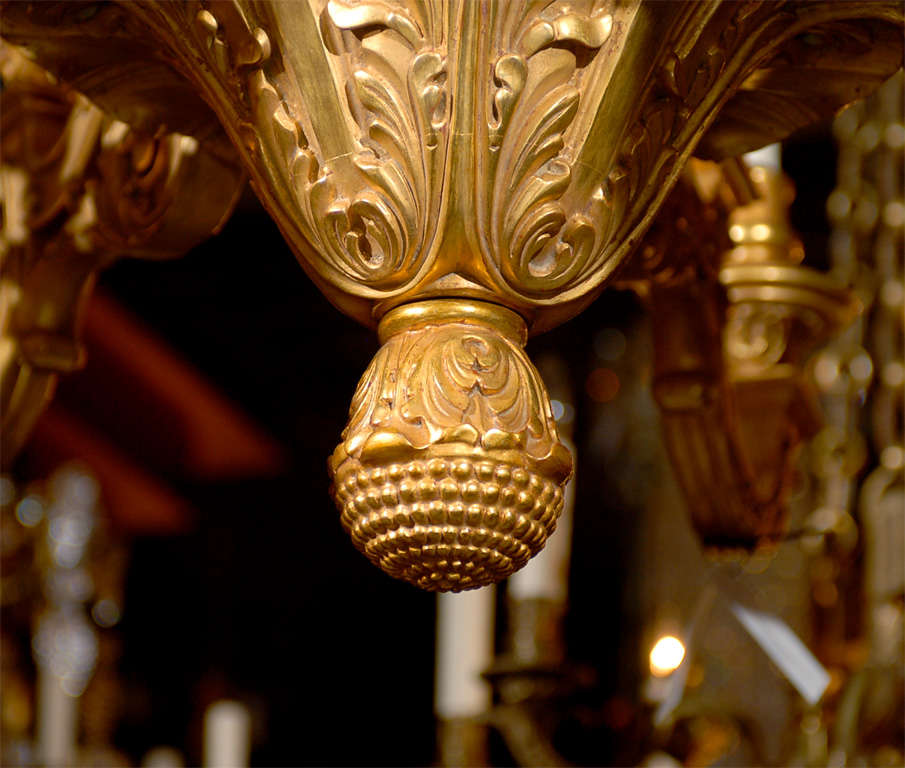 Antique Chandelier. Giltwood chandelier For Sale 4