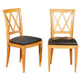 Set of  Six Blonde Directoire Style Dining Room Chairs