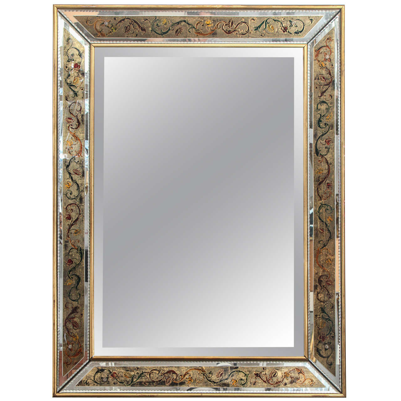French Reverse Painted Mirror