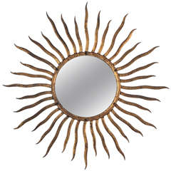 Spanish Gilt Metal Sunburst Mirror 2