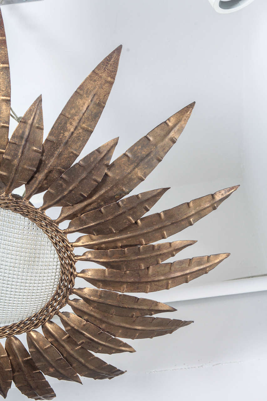 Spanish Sunburst Ceiling Fixture with Textured Glass at 1stdibs