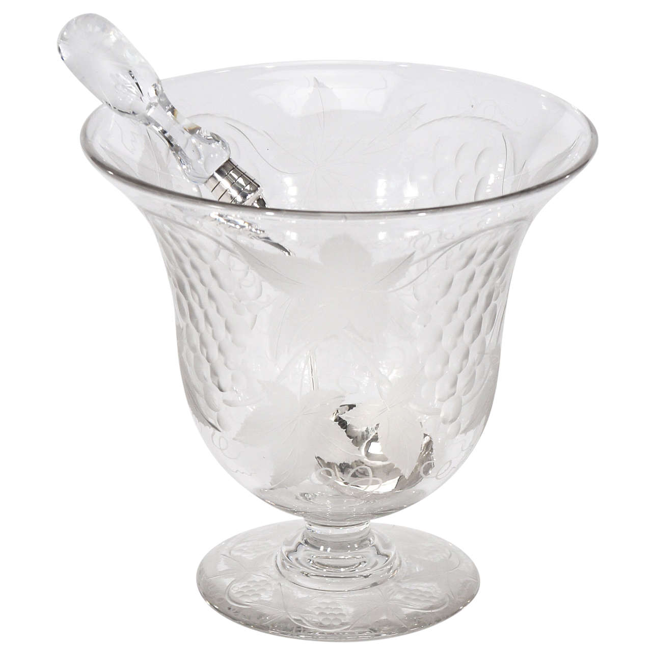 Rare punchbowl en cristal Pairpoint taillé à la roue avec louche signée assortie