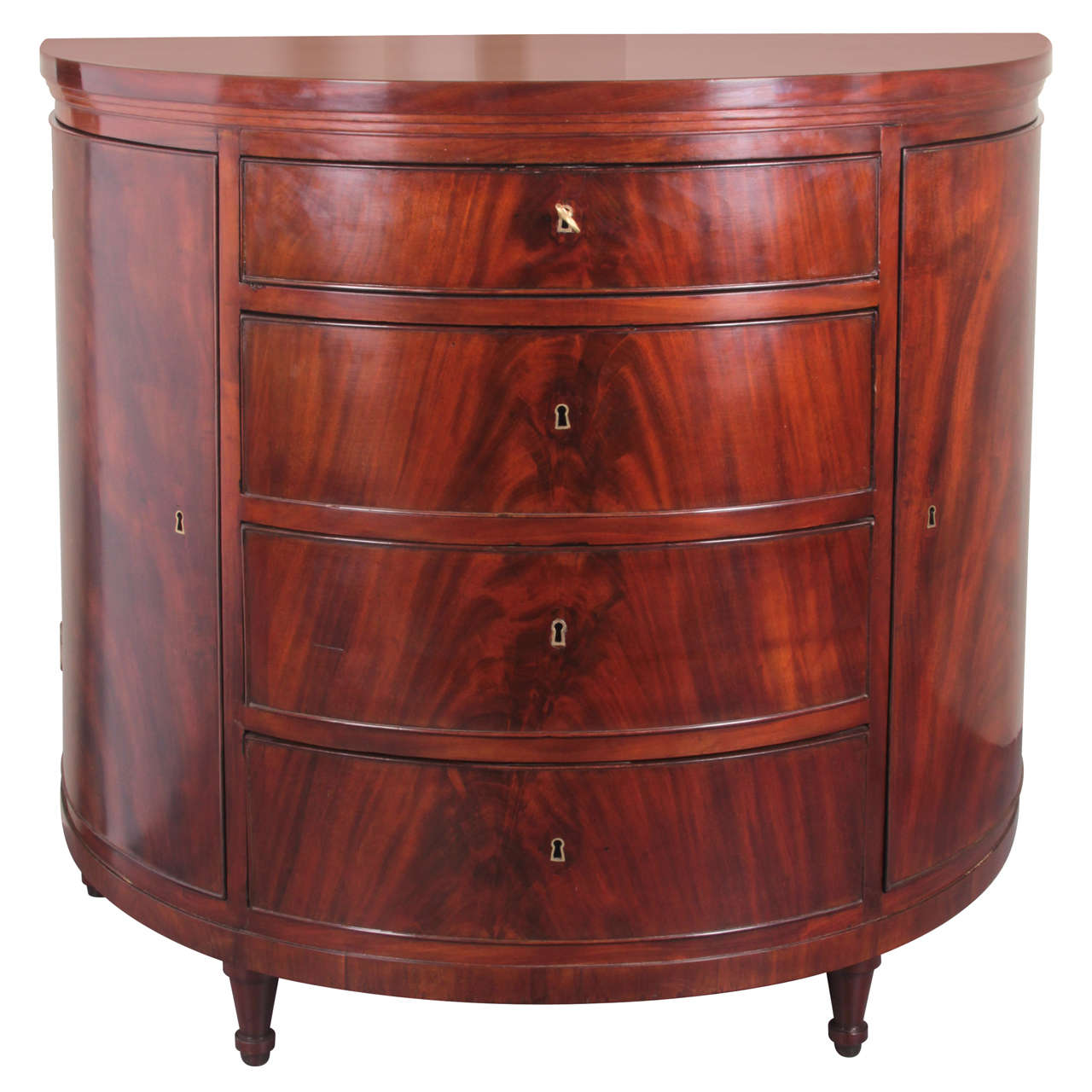 Maitland Smith Tooled Leather Faux Book Commode Demilune Console Table