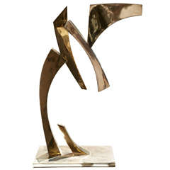 Vintage Gilded Bronze Sculpture "Hydre" by Claude Mercier, 1977