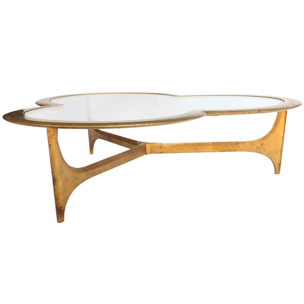 Gold Leaf and Glass Trefoil Coffee Table