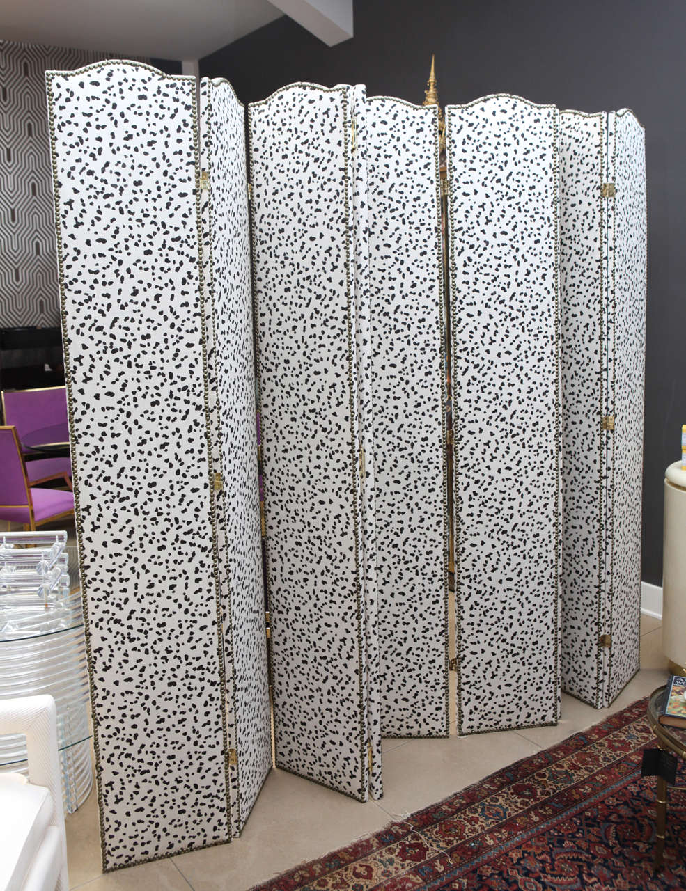 Upholstered 9 Panel Screen at 1stdibs