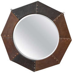 Antique Arts & Crafts Octagonal Wall Mirror