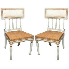 Antique Pair of Painted Swedish Neoclassical side chairs