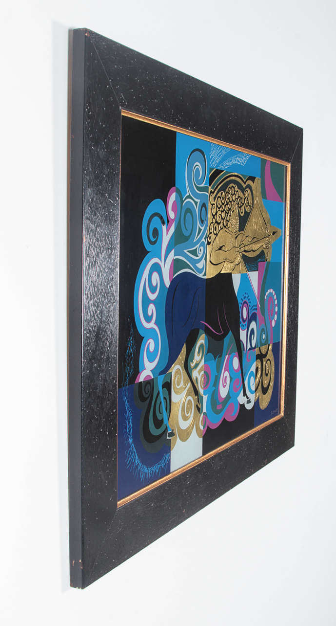 Pair of Reverse Painted Glass Paintings For Sale at 1stDibs