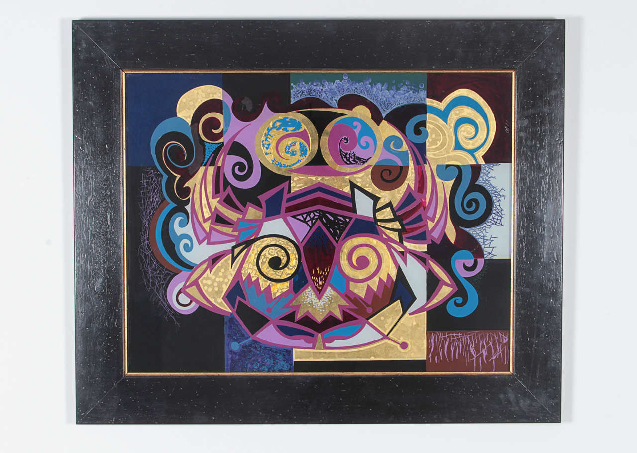 Pair of Reverse Painted Glass Paintings For Sale at 1stDibs