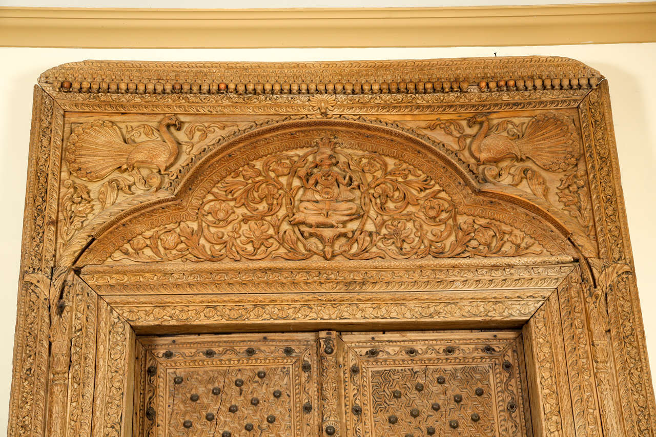 Ornately Carved Wood Door with Surround from India 4