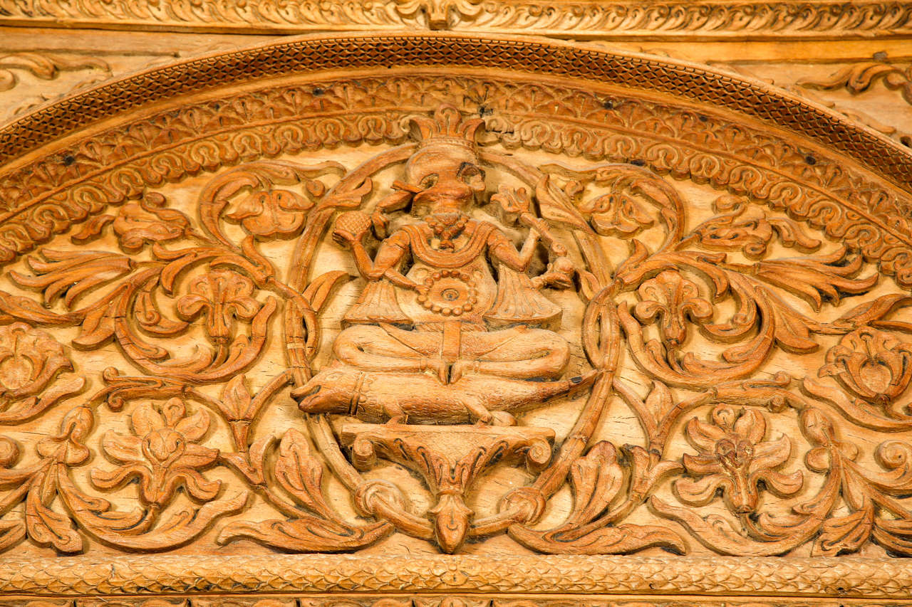 Ornately Carved Wood Door with Surround from India 1
