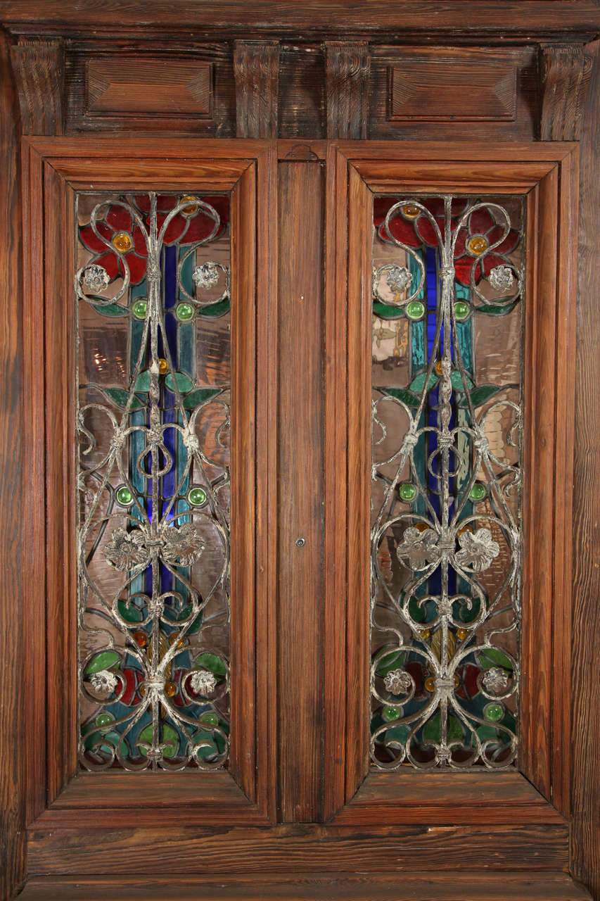 peacock stained glass door