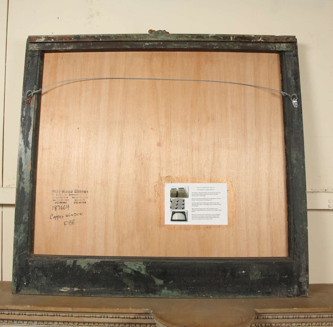 Copper Window Frame Mirror from the McAlpin Hotel In Good Condition In Los Angeles, CA